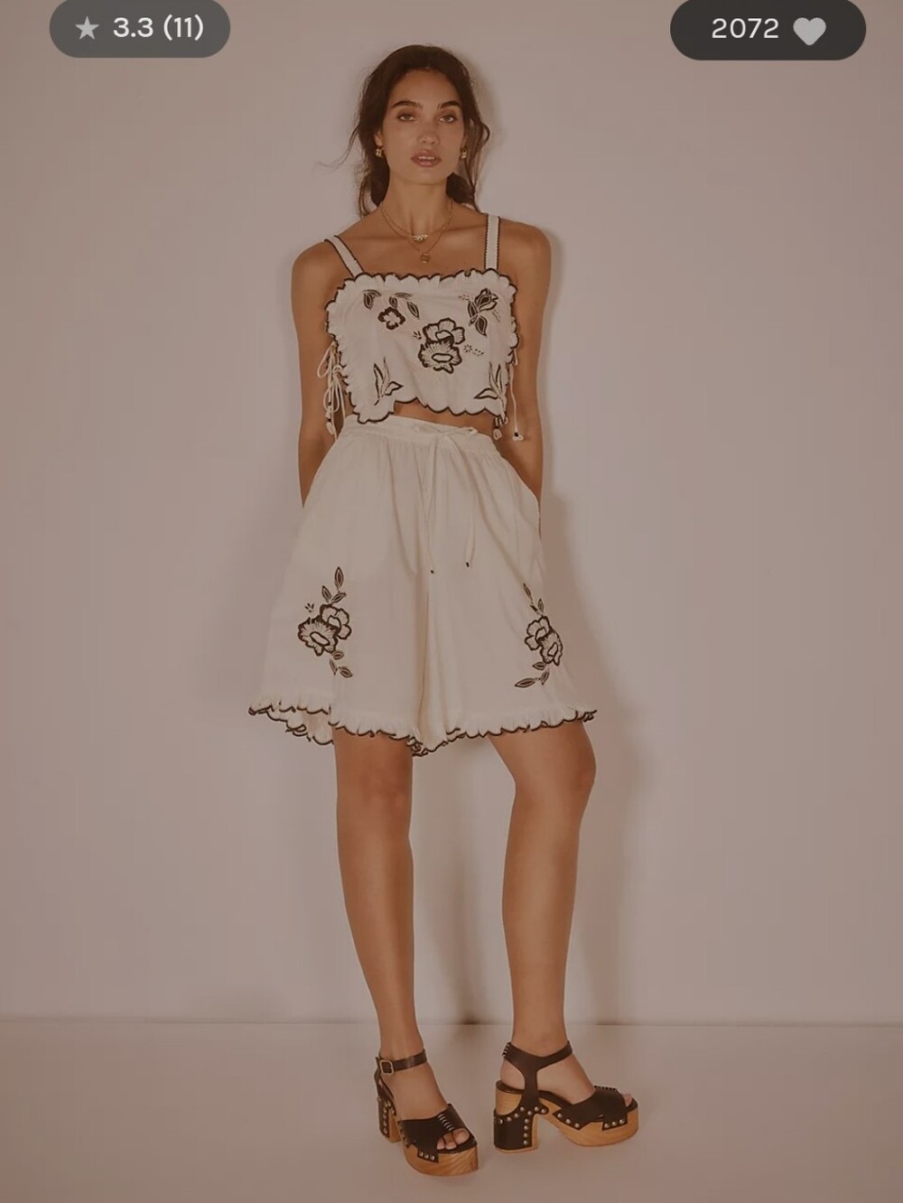 Free People Marin Short Co-ord Embroidered Set